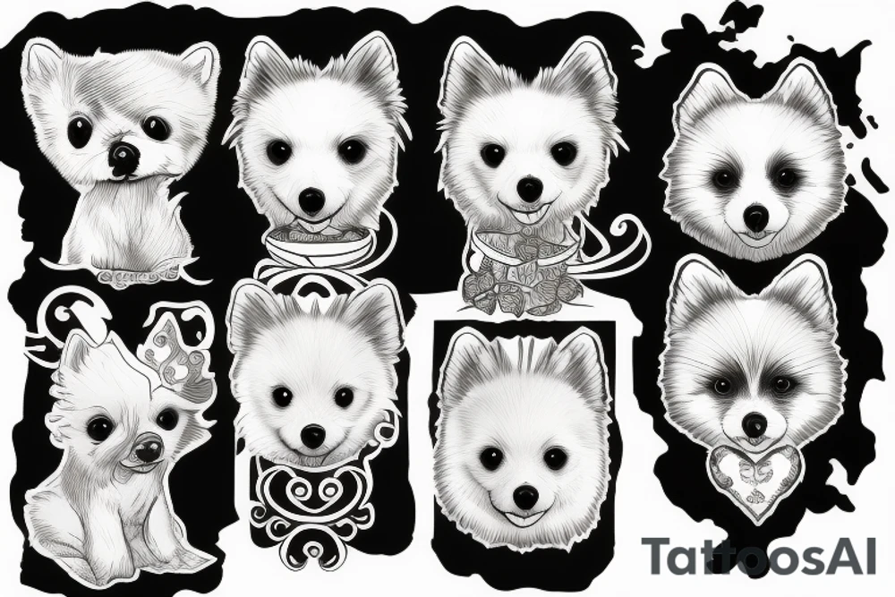 white pomeranian tattoo idea