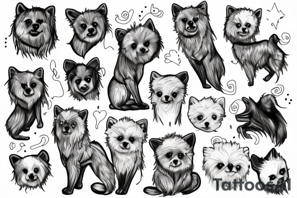 white pomeranian tattoo idea