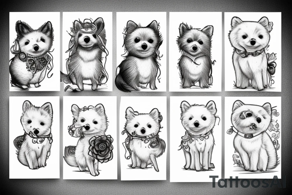 white Pomeranian realism tattoo idea
