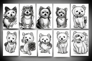 white Pomeranian realism tattoo idea
