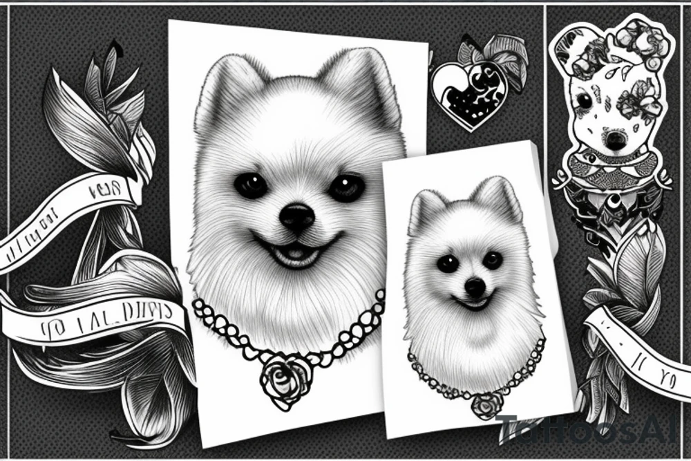 white Pomeranian realism tattoo idea