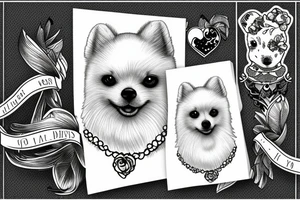 white Pomeranian realism tattoo idea