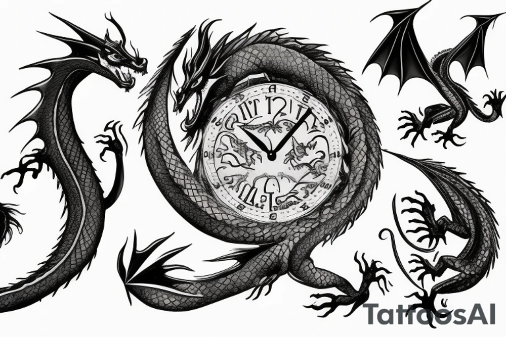Dragon Clock tattoo idea