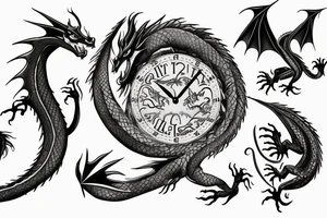 Dragon Clock tattoo idea