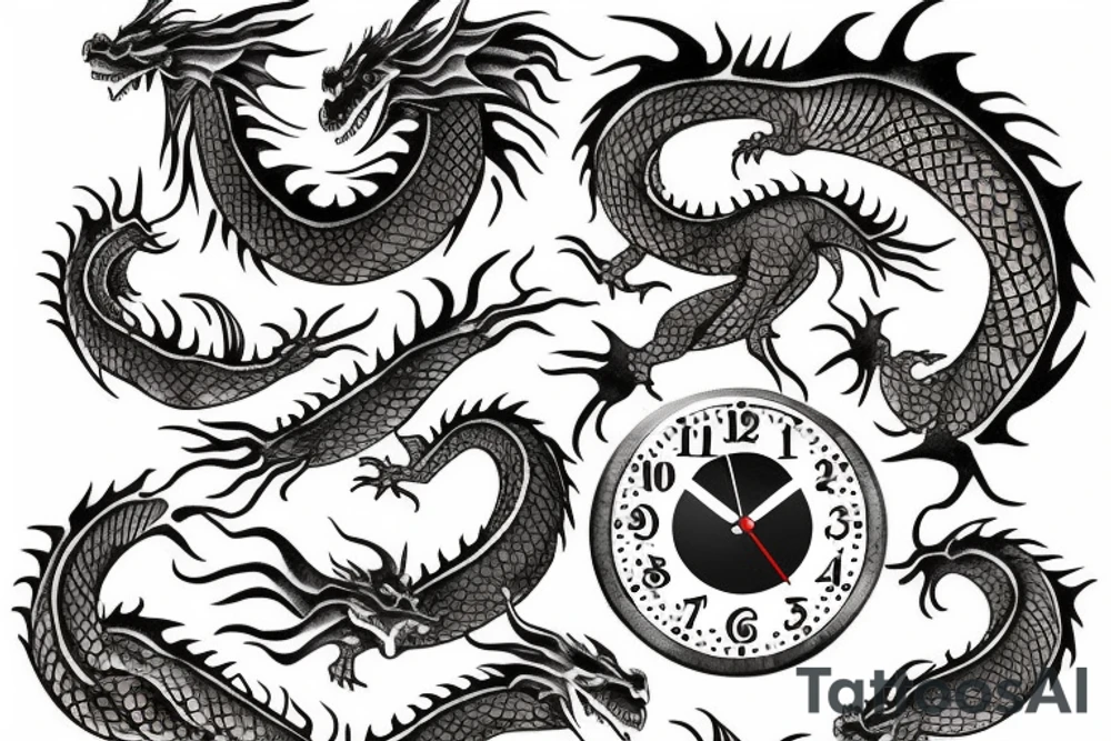 Dragon Clock tattoo idea