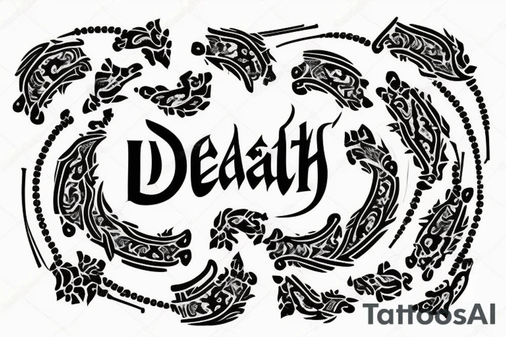 The word “deathbed” as a tattoo in arabic tattoo idea