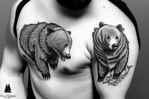 trout being catched by a grizzly bear tattoo idea