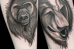 trout being catched by a grizzly bear tattoo idea