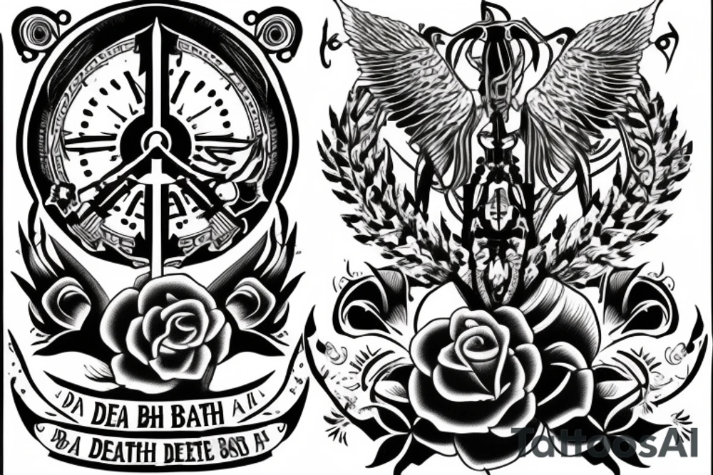 The word “deathbed” as a tattoo on the bicep area tattoo idea