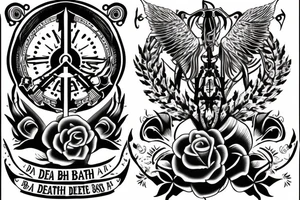 The word “deathbed” as a tattoo on the bicep area tattoo idea