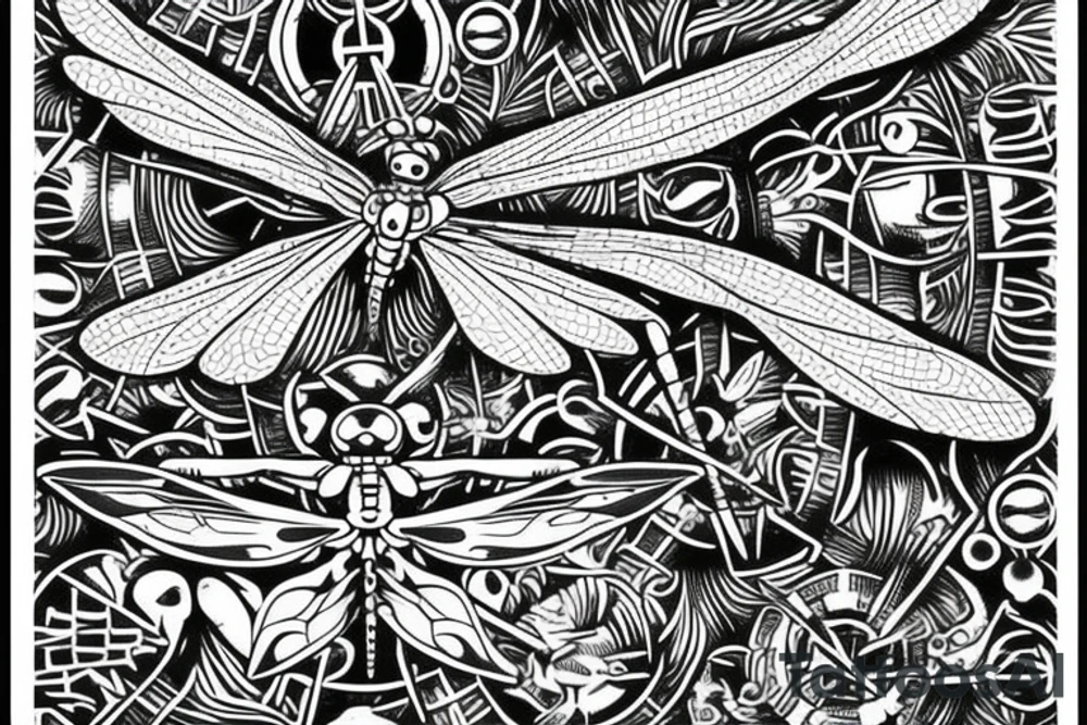 Dragonfly pyramid crop circles tattoo idea