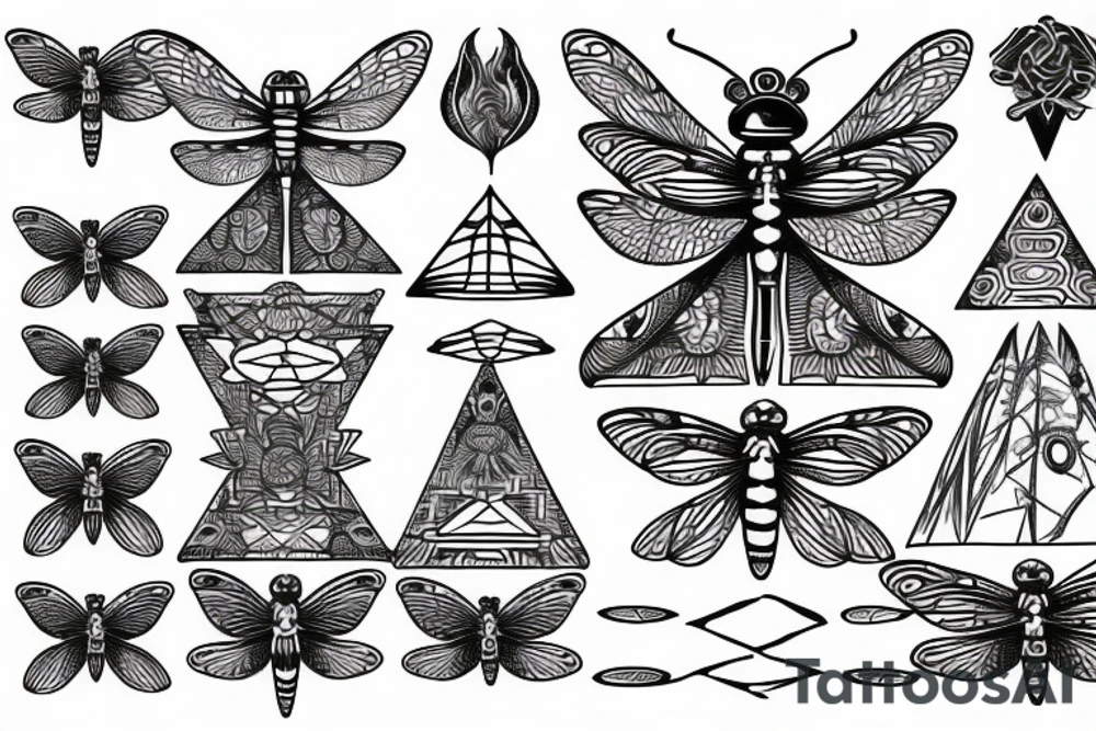 Dragonfly pyramid crop circles tattoo idea