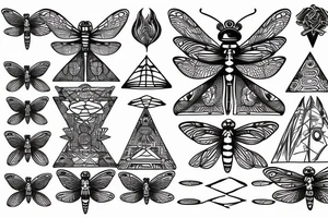 Dragonfly pyramid crop circles tattoo idea