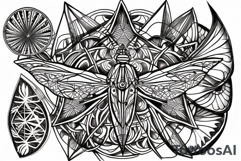 Dragonfly, pyramid, sacred geometry tattoo idea