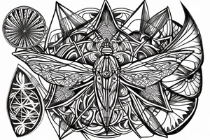 Dragonfly, pyramid, sacred geometry tattoo idea