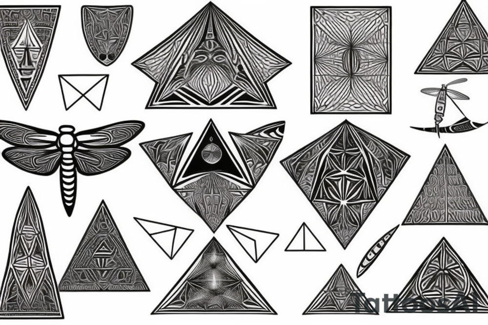 Dragonfly, pyramid, sacred geometry tattoo idea