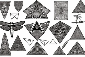 Dragonfly, pyramid, sacred geometry tattoo idea
