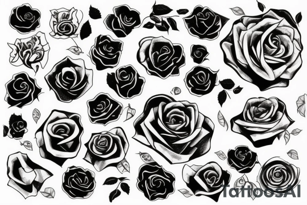space with rose tattoo idea