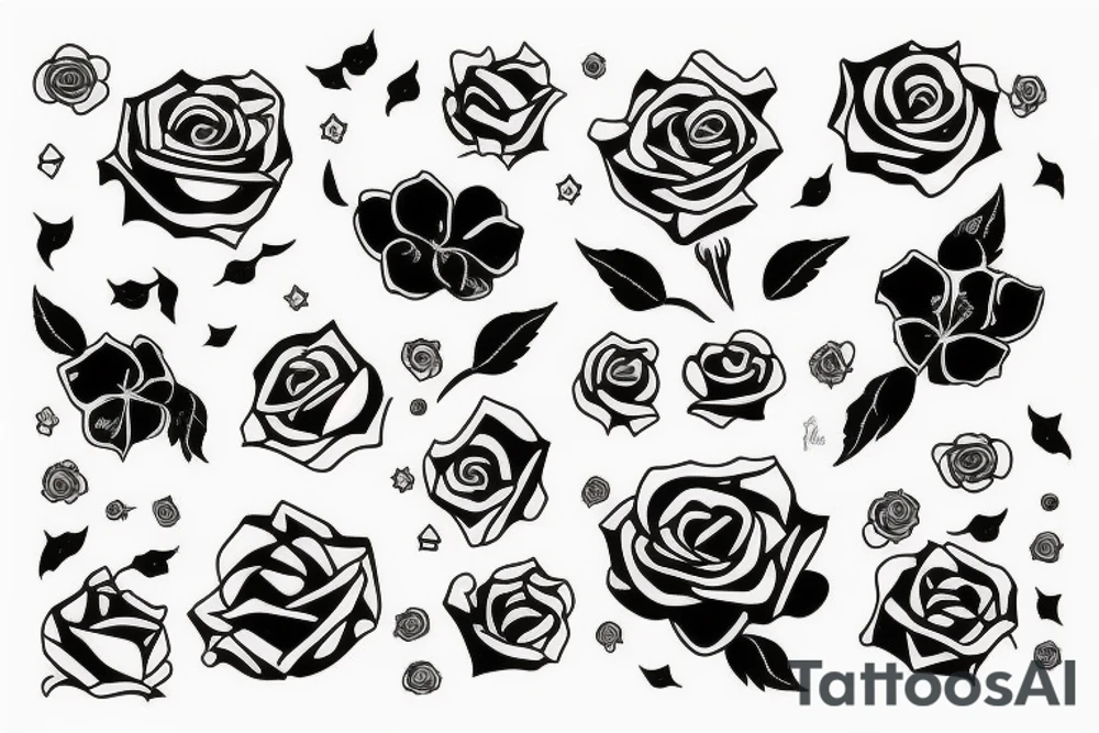 space with rose tattoo idea