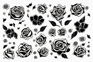space with rose tattoo idea