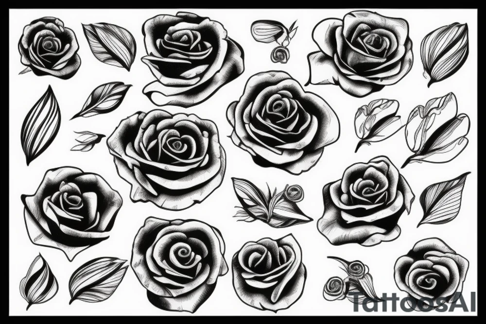 space with rose tattoo idea