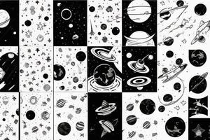 outer space with rose tattoo idea