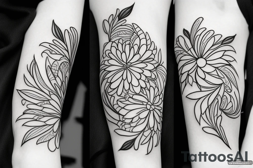 Fine line flower sleeve tattoo idea