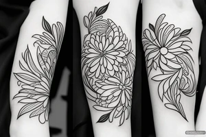 Fine line flower sleeve tattoo idea