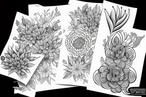 Fine line flower sleeve tattoo idea