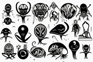 alien meditating tattoo idea