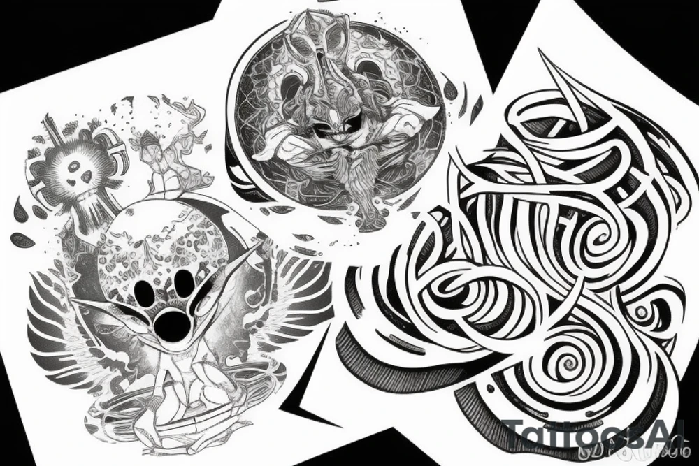 alien meditating tattoo idea