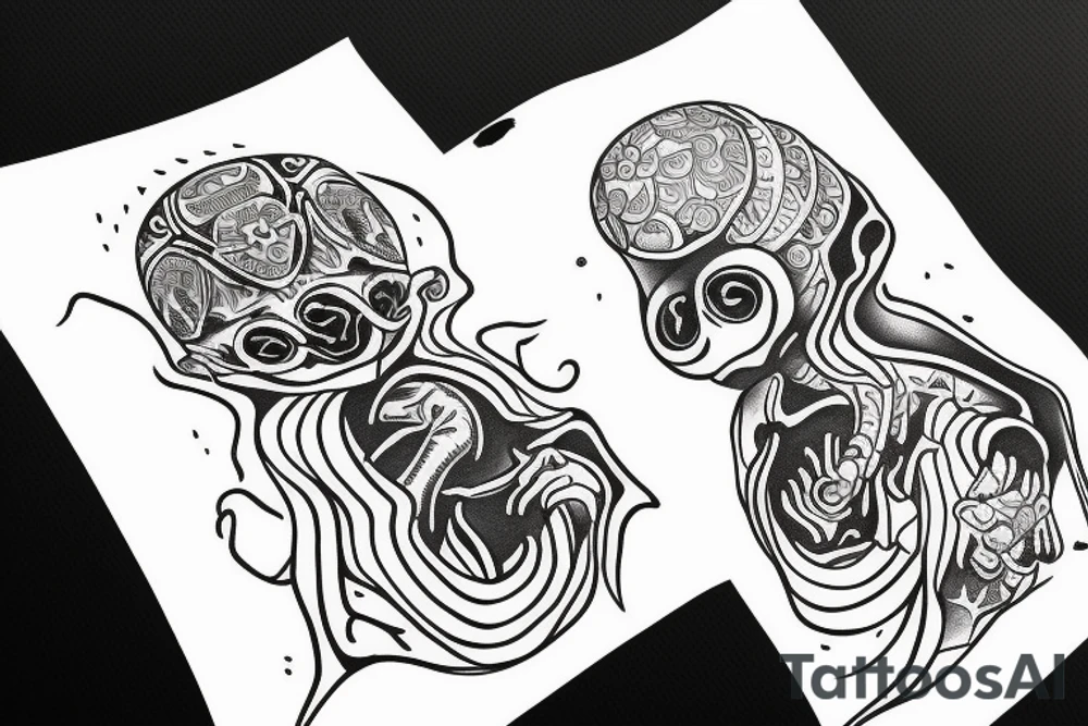 alien meditating tattoo idea