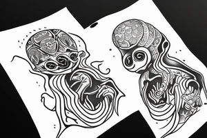 alien meditating tattoo idea