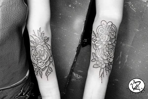 Fine line flower sleeve tattoo idea