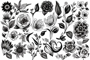 Fine line flower sleeve tattoo idea