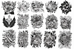 Fine line flower sleeve tattoo idea