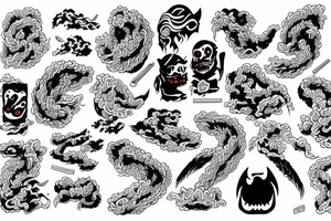 Japanese, demon, ramen, noodles tattoo idea