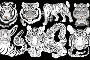 Horse, tiger cub, rabbit, neo traditional, water tattoo idea