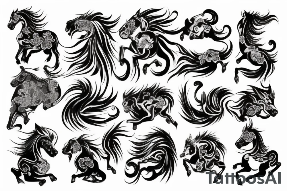 Horse, neo traditional, water, Chinese zodiac tattoo idea