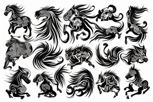 Horse, neo traditional, water, Chinese zodiac tattoo idea