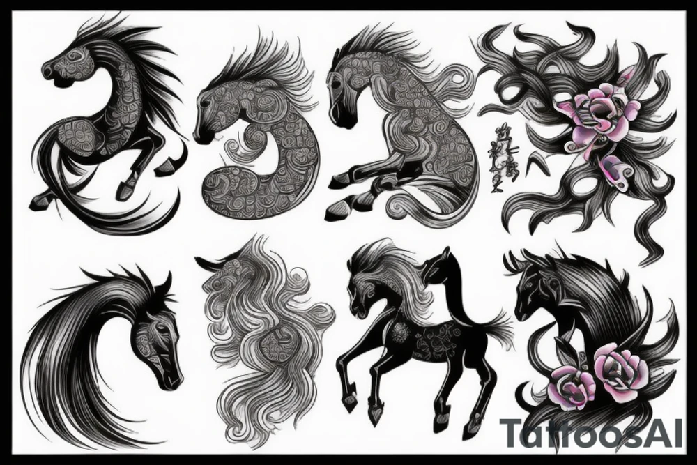 Horse, neo traditional, water, Chinese zodiac tattoo idea