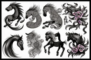 Horse, neo traditional, water, Chinese zodiac tattoo idea