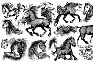 Horse, neo traditional, water, Chinese zodiac tattoo idea