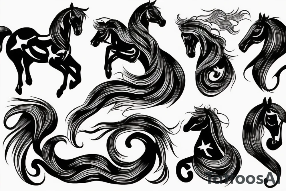 A horse with water in a neo traditional style with a Chinese feel tattoo idea
