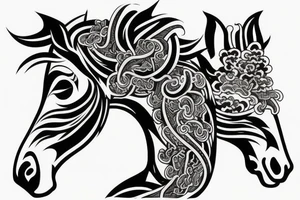 A horse with water in a neo traditional style with a Chinese feel tattoo idea