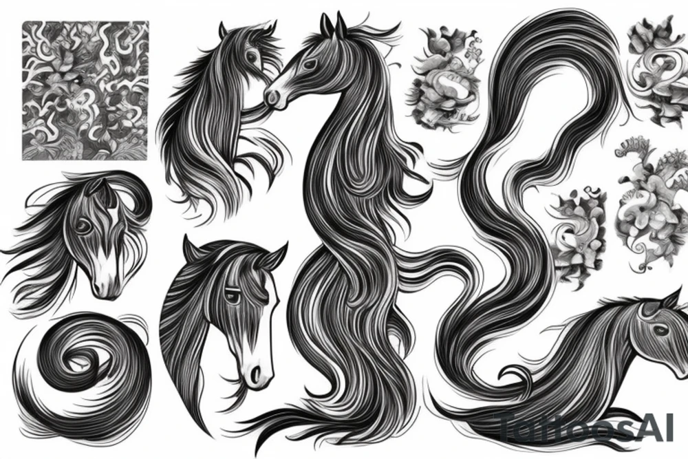 A horse with water in a neo traditional style with a Chinese feel tattoo idea