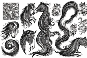 A horse with water in a neo traditional style with a Chinese feel tattoo idea