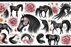 A horse with water in a neo traditional style with a Chinese feel tattoo idea
