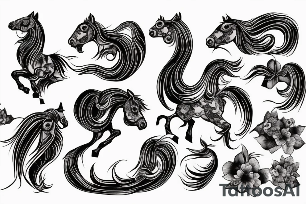 A horse with water in a neo traditional style with a Chinese feel tattoo idea
