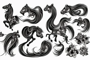 A horse with water in a neo traditional style with a Chinese feel tattoo idea